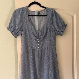 Elegant Blue Polka Dot Dress